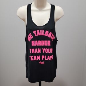 PINK Victorias Secret Black Tailgating Tank with Hot Pink Graphic Sz XS
